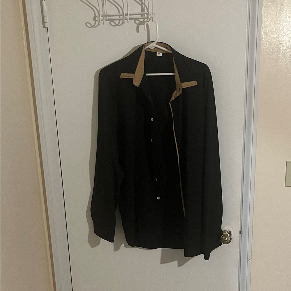 Source Unknown Black and Tan Casual Shirt